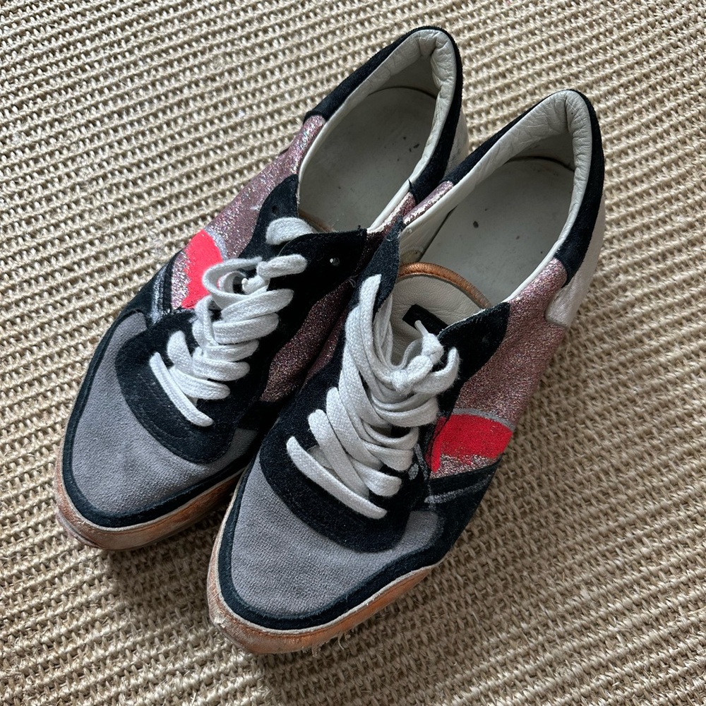 Philippe Model Tropez Sparkle Lace-Up Sneakers